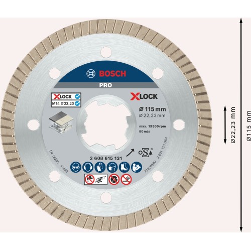 Disco de diamante PRO Ceramic X-Lock, 115 x 22,23 mm, 22,23 mm