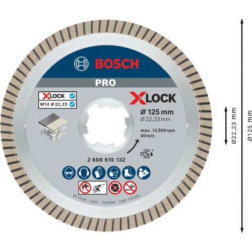 Disco de diamante PRO Ceramic X-Lock, 125 x 22,23 mm, 22,23 mm
