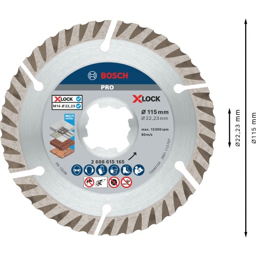 Disco de diamante PRO Multi Material X-Lock, 115 x 22,23 mm, 22,23 mm