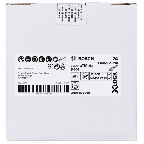 Discos de lija de fibra X-LOCK, Ø de 115 mm, G 24, R444, Expert for Metal, 1 pieza