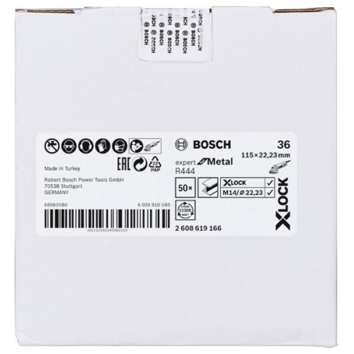 Discos de lija de fibra X-LOCK, Ø de 115 mm, G 36, R444, Expert for Metal, 1 pieza