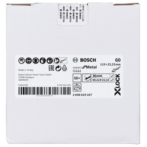 Discos de lija de fibra X-LOCK, Ø de 115 mm, G 60, R444, Expert for Metal, 1 pieza