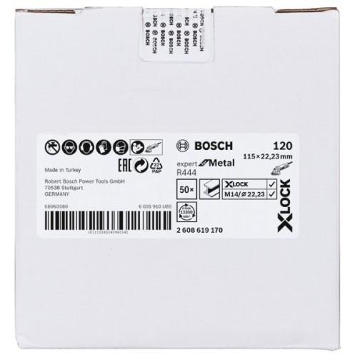 Discos de lija de fibra X-LOCK, Ø de 115 mm, G 120, R444, Expert for Metal, 1 pieza