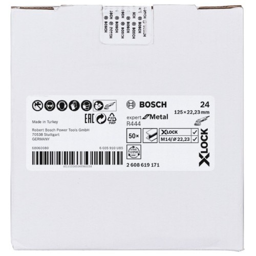 Discos de lija de fibra X-LOCK, Ø de 125 mm, G 24, R444, Expert for Metal, 1 pieza
