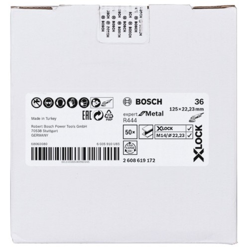 Discos de lija de fibra X-LOCK, Ø de 125 mm, G 36, R444, Expert for Metal, 1 pieza