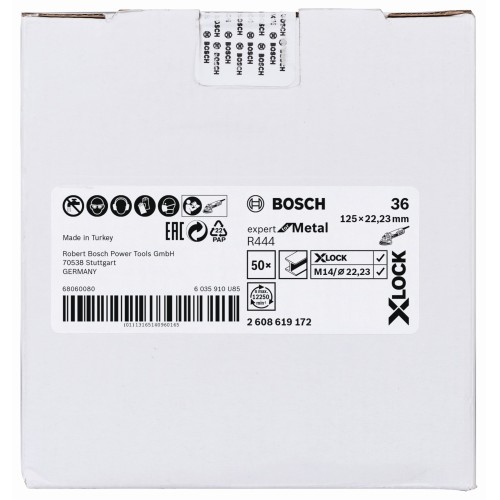 Discos de lija de fibra X-LOCK, Ø de 125 mm, G 36, R444, Expert for Metal, 1 pieza