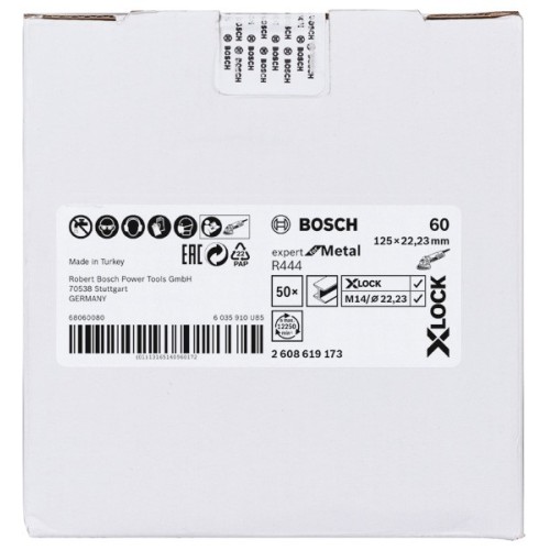 Discos de lija de fibra X-LOCK, Ø de 125 mm, G 60, R444, Expert for Metal, 1 pieza