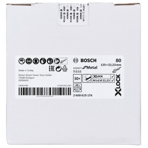 Discos de lija de fibra X-LOCK, Ø de 125 mm, G 80, R444, Expert for Metal, 1 pieza