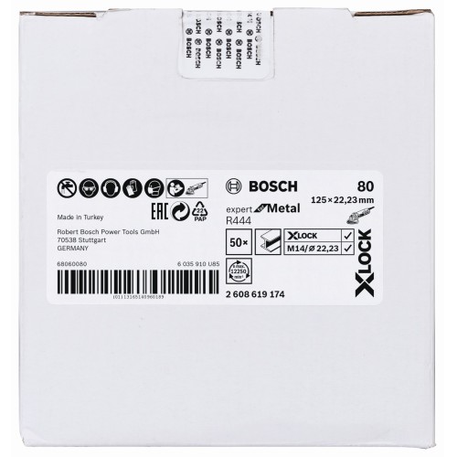 Discos de lija de fibra X-LOCK, Ø de 125 mm, G 80, R444, Expert for Metal, 1 pieza