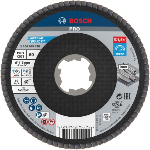 Disco de láminas PRO X571, acodado, 115 mm, G60, X-Lock