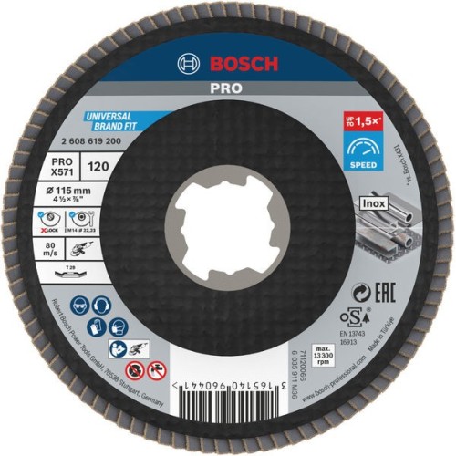 Disco de láminas PRO X571, acodado, 115 mm, G120, X-Lock