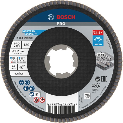 Disco de láminas PRO X571, acodado, 115 mm, G120, X-Lock