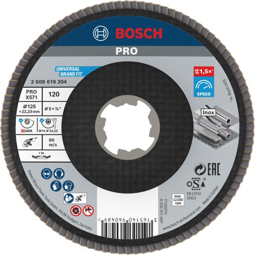 Disco de láminas PRO X571, acodado, 125 mm, G120, X-Lock
