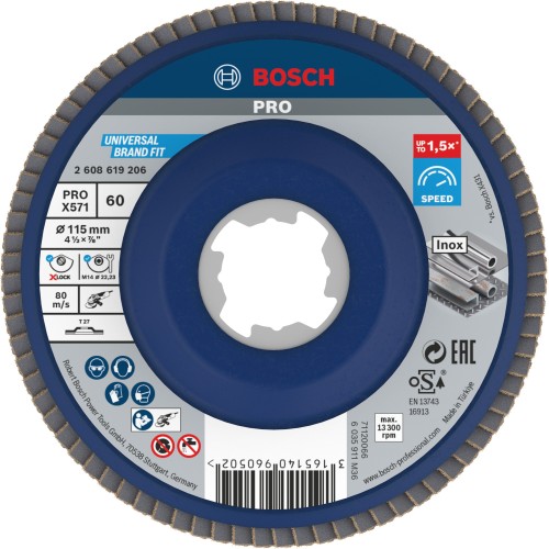 Disco de láminas PRO X571, fresa recta, 115 mm, G60, X-Lock