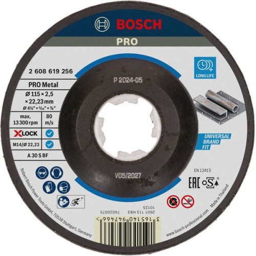 Disco de corte abrasivo PRO Metal, 115 x 2,5 x 22,23 mm, X-Lock, cóncavo