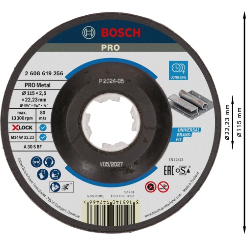 Disco de corte abrasivo PRO Metal, 115 x 2,5 x 22,23 mm, X-Lock, cóncavo