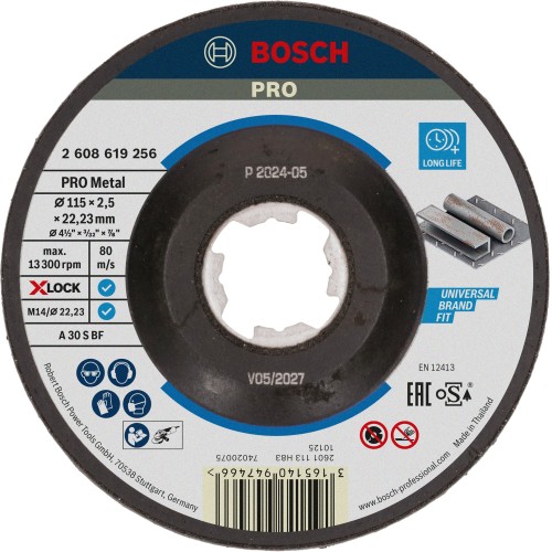 Disco de corte abrasivo PRO Metal, 115 x 2,5 x 22,23 mm, X-Lock, cóncavo