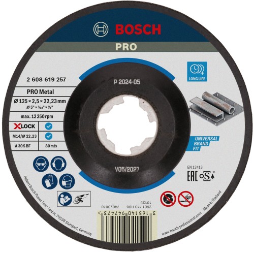 Disco de corte abrasivo PRO Metal, 125 x 2,5 x 22,23 mm, X-Lock, cóncavo