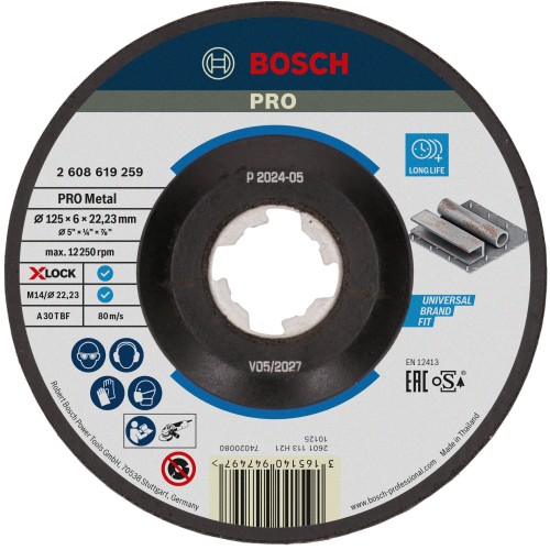 Disco de desbaste abrasivo PRO Metal, 125 x 6 x 22,23 mm, X-Lock