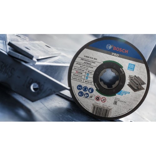 Disco de corte abrasivo PRO Stainless Steel and Metal, 115 x 1,6 x 22,23 mm, X-Lock, recto
