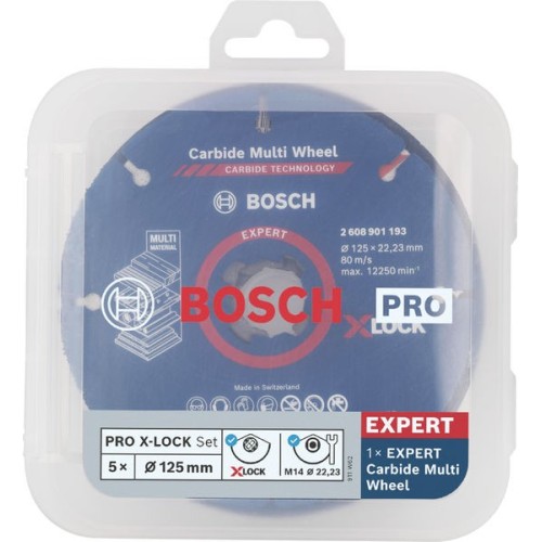 PRO Cutting and Grinding Set, 125 x 1 x 22,23 mm, X-Lock, 5 unidades