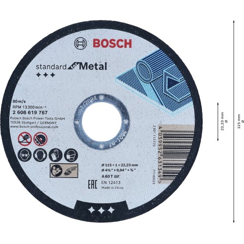 Disco de corte recto Standard for Metal 115 mm, 22,23 mm