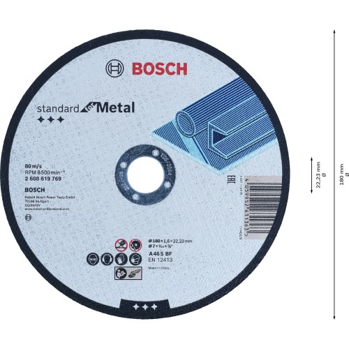 Disco de corte recto Standard for Metal 180 mm, 22,23 mm