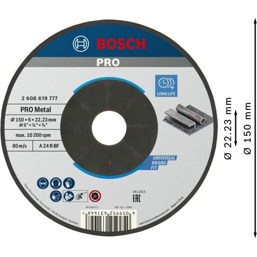 Disco de desbaste PRO Metal, 150 x 6 x 22,23 mm