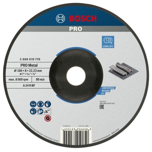 Disco de desbaste PRO Metal, 180 x 8 x 22,23 mm