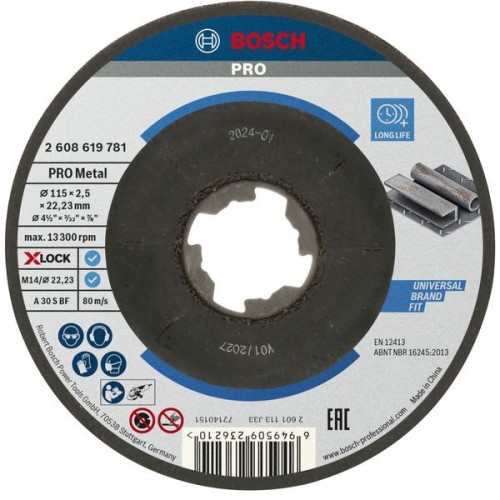 Disco de corte abrasivo PRO Metal, 115 x 2,5 x 22,23 mm, X-Lock, cóncavo