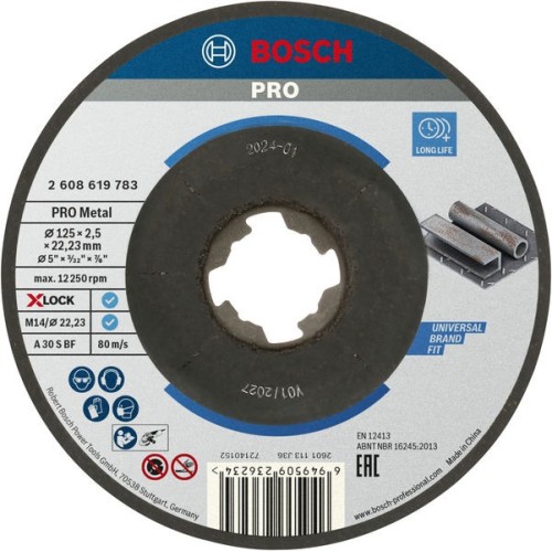 Disco de corte abrasivo PRO Metal, 125 x 2,5 x 22,23 mm, X-Lock, cóncavo