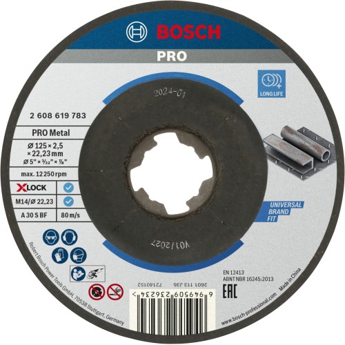 Disco de corte abrasivo PRO Metal, 125 x 2,5 x 22,23 mm, X-Lock, cóncavo