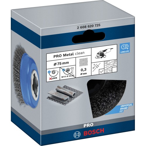Cepillo de vaso PRO Metal clean X-Lock, 75 x 0,3 mm
