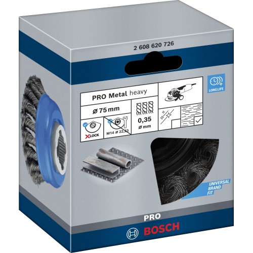 Cepillo de vaso PRO Metal heavy X-Lock, 75 x 0,35 mm