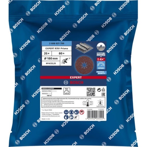 Disco de fibra EXPERT R781 Prisma Ceramic de 180 mm, 22,23 mm, G 80