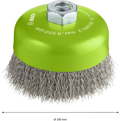 Cepillo de vaso PRO Stainless Steel clean, 100 x 0,3 mm, rosca