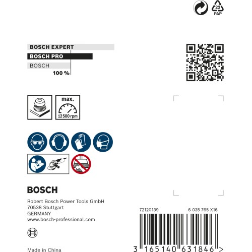 Cepillo de vaso PRO Stainless Steel heavy, 65 x 0,35 mm, rosca