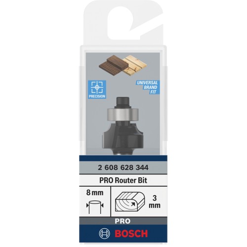 Broca fresadora para redondeo PRO, R 3, vástago de 8 mm