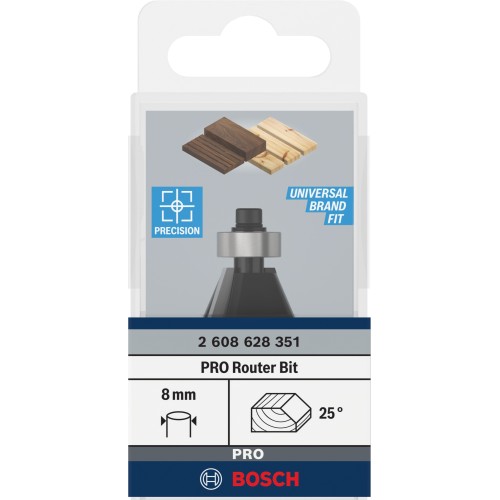 Broca fresadora para biseles PRO, 25°, vástago de 8 mm
