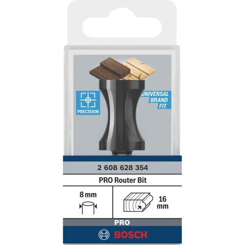 Broca fresadora para molduras PRO, R 16, vástago de 8 mm
