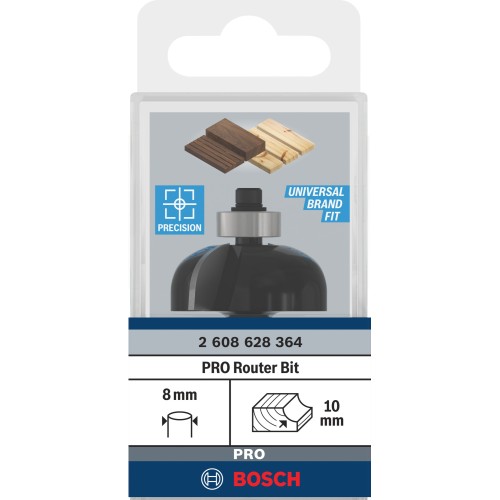 Broca fresadora PRO para moldura cóncava, R 10, vástago de 8 mm