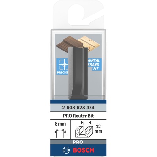 Broca fresadora recta PRO, dos acanaladuras, Ø 12 x L 31,5, vástago de 8 mm