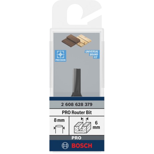 Broca fresadora recta PRO, dos acanaladuras, Ø 6 x L 15,7, vástago de 8 mm