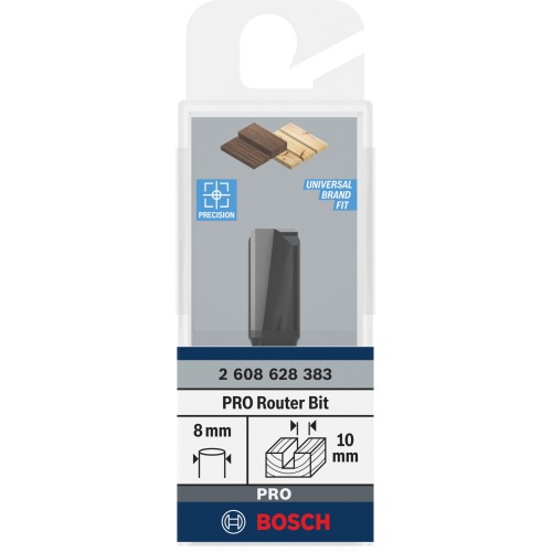 Broca fresadora recta PRO, dos acanaladuras, Ø 10 x L 19,6, vástago de 8 mm