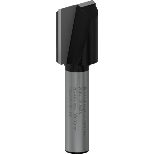 Broca fresadora recta PRO, dos acanaladuras, Ø 15 x L 19,6, vástago de 8 mm