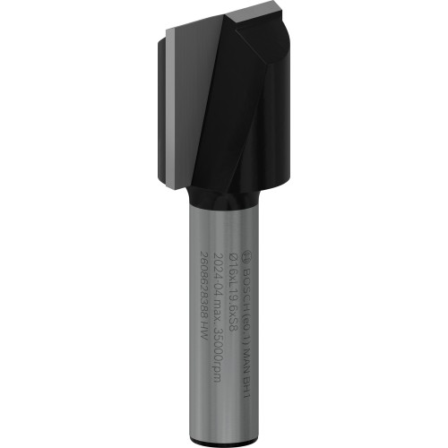 Broca fresadora recta PRO, dos acanaladuras, Ø 16 x L 19,6, vástago de 8 mm