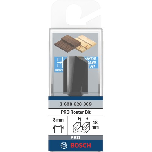Broca fresadora recta PRO, dos acanaladuras, Ø 18 x L 24,6, vástago de 8 mm
