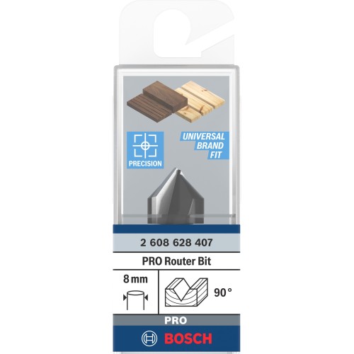 Broca fresadora PRO para ranuras en V, 90° x Ø 16, vástago de 8 mm