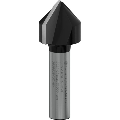 Broca fresadora PRO para ranuras en V, 90° x Ø 16, vástago de 8 mm