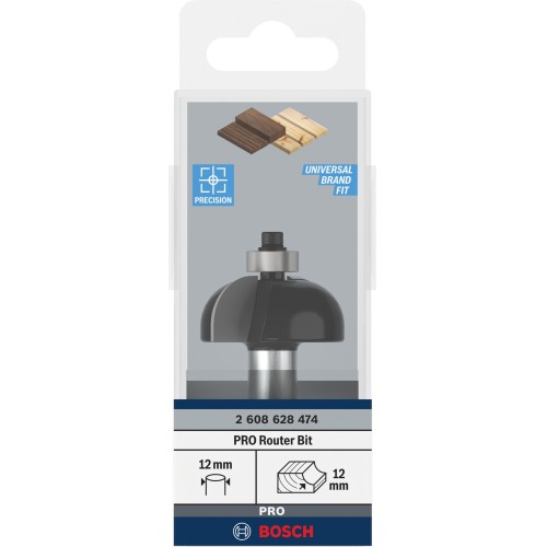 Broca fresadora PRO para moldura cóncava, R 12, vástago de 12 mm